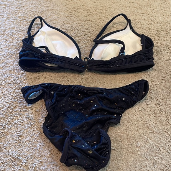 Black sparkle bra top swim suit - Picture 2 of 2